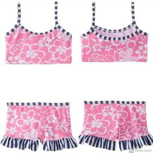 Flap Happy Two Piece Baby Girls Swimsuit size 18 Mo Pink Ruffle NWT